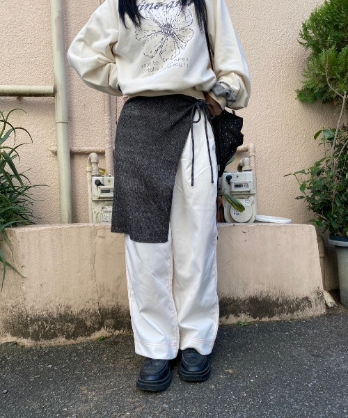 nemne store(ネンネストア)の「【Seoup】レイヤードシアーニットラップスカート(スカート・レディース・チャコール/アイボリー・フリー)」の7枚目の写真