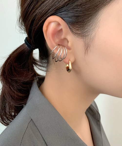 【こなれ感アップ♪】CHANEL イヤーカフ 片耳用 k10 イヤーカフ カフ クロス 耳 イエローゴールドk10 わっか 円