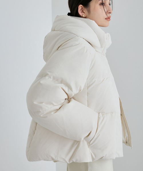 VIS（ビス）の「【撥水】【Green Down】フード取り外しダウンジャケット【2WAY】（ダウンジャケット/コート・レディース・オフホワイト/ベージュ系その他/ブラック・L/M）」の8枚目の写真