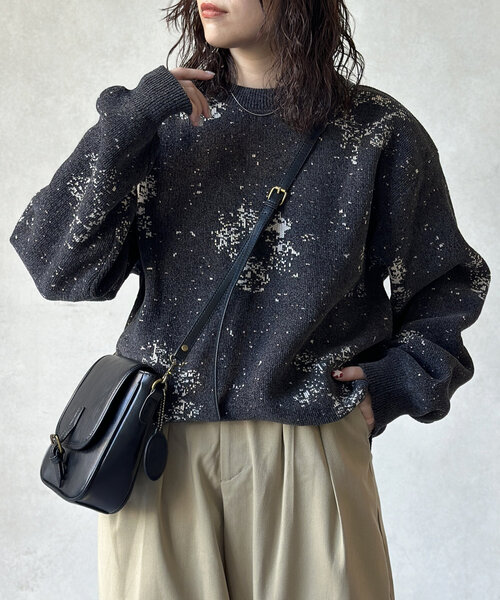 CPCM(シーピーシーエム)の「総柄モールニット(ニット/セーター・レディース・グレー/レッド/ネイビー・LARGE/MEDIUM)」の2枚目の写真