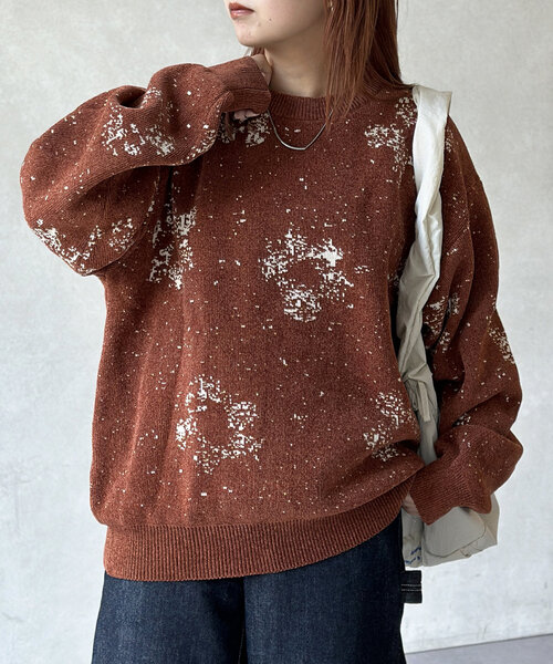 CPCM(シーピーシーエム)の「総柄モールニット(ニット/セーター・レディース・グレー/レッド/ネイビー・LARGE/MEDIUM)」の1枚目の写真