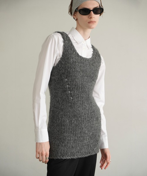 CLANE(クラネ)の「HAND KNIT MINI ONEPIECE(ワンピース・レディース・アイボリー/グレー・1/0)」の2枚目の写真