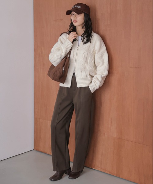 セール】ケーブルニット ダブルジップカーディガン（ニット/セーター