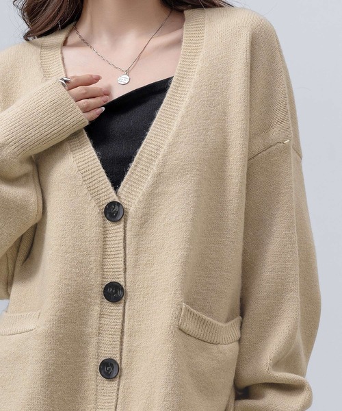 DAY CLOSET(デイ クローゼット)の「【セットアップ】スリットで抜け感+。長袖オーバーサイズリブニットカーディガン+スカート 上下2点セット レディース(セットアップ・レディース・ダークグレー/ベージュ・FREE)」の13枚目の写真
