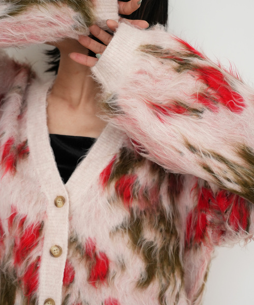 ◆スローブイエナ　LES FLEURSシャギーカーディガン SLOBE IENA（スローブイエナ）の「LES FLEURS シャギーカーディガン