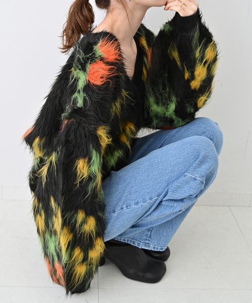 ◆スローブイエナ　LES FLEURSシャギーカーディガン SLOBE IENA（スローブイエナ）の「LES FLEURS シャギーカーディガン
