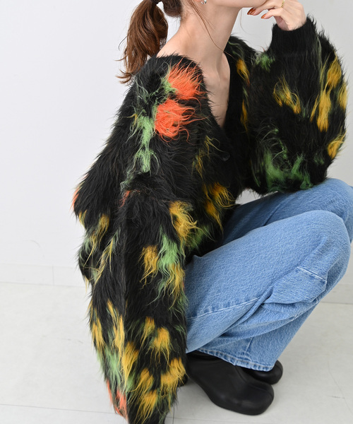 【最終価格】⭐スローブイエナ　LES FIEURS シャギーカーディガン SLOBE IENA（スローブイエナ）の「LES FLEURS シャギーカーディガン