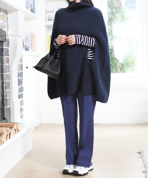 Drawerドゥロワー2022aw5gタートルネックケープニットポンチョ Drawerドゥロワー2022aw5gタートルネックケープニットポンチョ