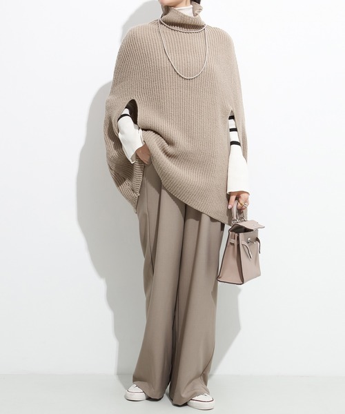 セール】タートルネックニットケープポンチョ（ポンチョ）｜by LEGNA