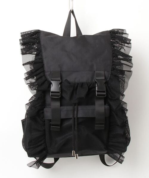 candy stripper フリル付きブラックリュック Candy Stripper｜(W)BELOVED FRILL BACKPACK | Rakuten Fashion