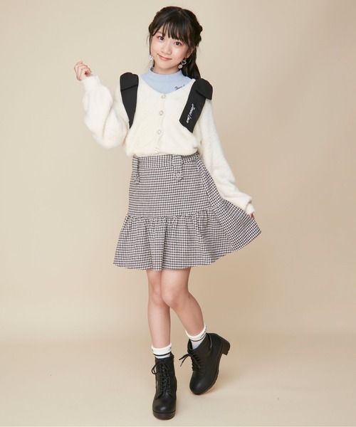 JENNI love(ジェニィラブ)の「【ウォッシャブル】肩リボンシャギーカーディガン(カーディガン/ボレロ・キッズ・ピンク/オフホワイト/グレー・130cm/140cm/150cm/160cm)」の5枚目の写真