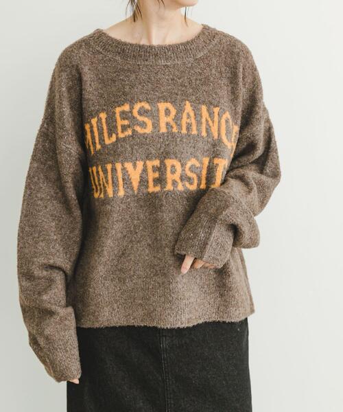 ITEMS URBANRESEARCH(アイテムズ アーバンリサーチ)の「ブークレビッグロゴニット(ニット/セーター・レディース・ブラウン/ライトグレー/ミント・FREE)」の3枚目の写真