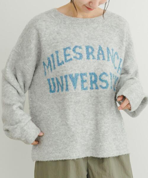 ITEMS URBANRESEARCH(アイテムズ アーバンリサーチ)の「ブークレビッグロゴニット(ニット/セーター・レディース・ブラウン/ライトグレー/ミント・FREE)」の2枚目の写真