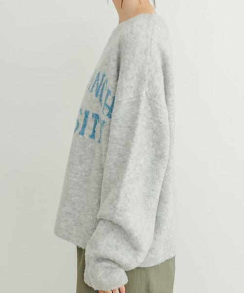 ITEMS URBANRESEARCH(アイテムズ アーバンリサーチ)の「ブークレビッグロゴニット(ニット/セーター・レディース・ブラウン/ライトグレー/ミント・FREE)」の6枚目の写真