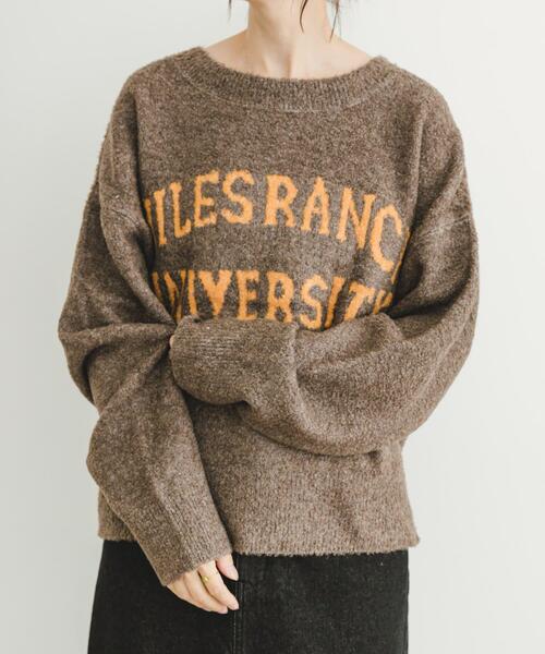 ITEMS URBANRESEARCH(アイテムズ アーバンリサーチ)の「ブークレビッグロゴニット(ニット/セーター・レディース・ブラウン/ライトグレー/ミント・FREE)」の16枚目の写真