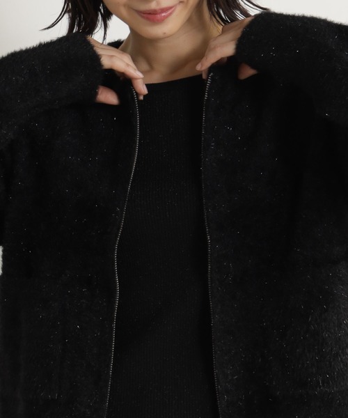 FOUND GOOD（ファウンドグッド）の「ラメシャギーニットZIPCD（カーディガン/ボレロ・レディース・グレー系2/ブラウン系3/ブラック/ブルー系5・L/M）」の13枚目の写真