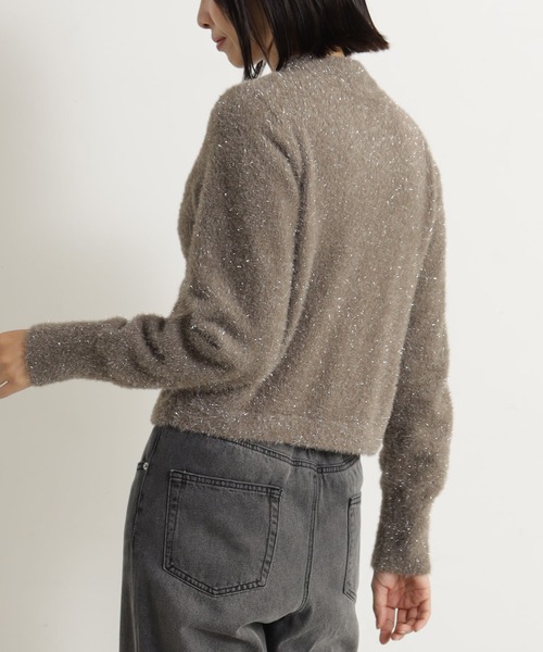 FOUND GOOD（ファウンドグッド）の「ラメシャギーニットZIPCD（カーディガン/ボレロ・レディース・グレー系2/ブラウン系3/ブラック/ブルー系5・L/M）」の9枚目の写真