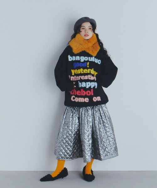 manana suerte（マニャーナスエルテ）の「マルチカラーロゴニット（ニット/セーター・レディース・ブラック/ホワイト・FREE）」の12枚目の写真