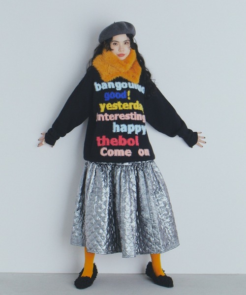 manana suerte（マニャーナスエルテ）の「マルチカラーロゴニット（ニット/セーター・レディース・ブラック/ホワイト・FREE）」の14枚目の写真