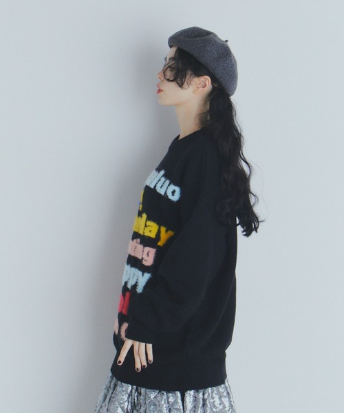 manana suerte（マニャーナスエルテ）の「マルチカラーロゴニット（ニット/セーター・レディース・ブラック/ホワイト・FREE）」の9枚目の写真