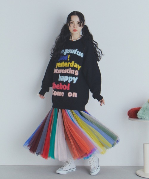 manana suerte（マニャーナスエルテ）の「マルチカラーロゴニット（ニット/セーター・レディース・ブラック/ホワイト・FREE）」の7枚目の写真