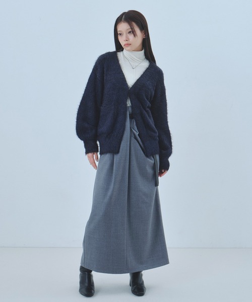 UNITED TOKYO（ユナイテッドトウキョウ）の「シャギーモヘアカーディガン｜保温/春服（カーディガン/ボレロ・レディース・ピンク/グリーン/ブラック・FREE）」の4枚目の写真