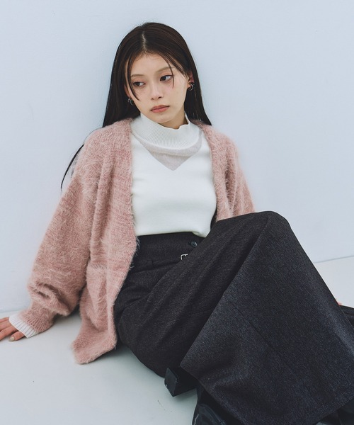 UNITED TOKYO（ユナイテッドトウキョウ）の「シャギーモヘアカーディガン｜保温/春服（カーディガン/ボレロ・レディース・ピンク/グリーン/ブラック・FREE）」の13枚目の写真