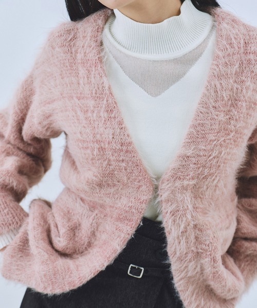 UNITED TOKYO（ユナイテッドトウキョウ）の「シャギーモヘアカーディガン｜保温/春服（カーディガン/ボレロ・レディース・ピンク/グリーン/ブラック・FREE）」の17枚目の写真