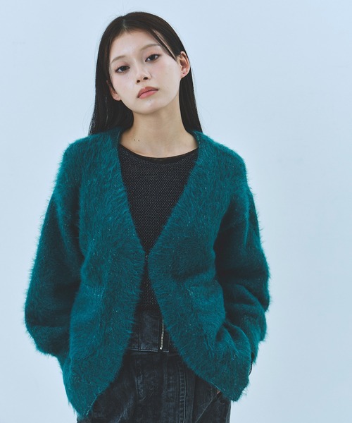 UNITED TOKYO（ユナイテッドトウキョウ）の「シャギーモヘアカーディガン｜保温/春服（カーディガン/ボレロ・レディース・ピンク/グリーン/ブラック・FREE）」の20枚目の写真