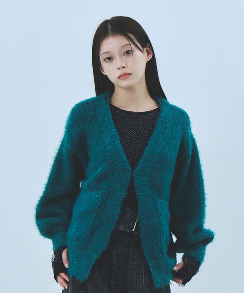 UNITED TOKYO（ユナイテッドトウキョウ）の「シャギーモヘアカーディガン｜保温/春服（カーディガン/ボレロ・レディース・ピンク/グリーン/ブラック・FREE）」の22枚目の写真