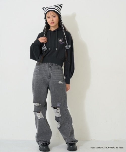 LOVETOXIC（ラブトキシック）の「【サンリオキャラクターズ】キャラクターアソートパーカ（パーカー・キッズ・ブラック/オフホワイト/エメラルド/サックスブルー・S:140cm/L:160cm/M:150cm）」の9枚目の写真