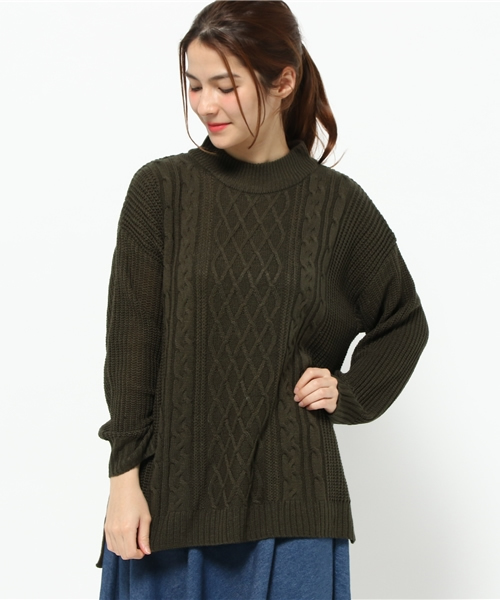 earth music&ecology(アースミュージックアンドエコロジー)の「ケーブルニットプルオーバー(ニット/セーター・レディース・LT.Gray/ブラウン/カーキ/ネイビー・FREE)」の3枚目の写真