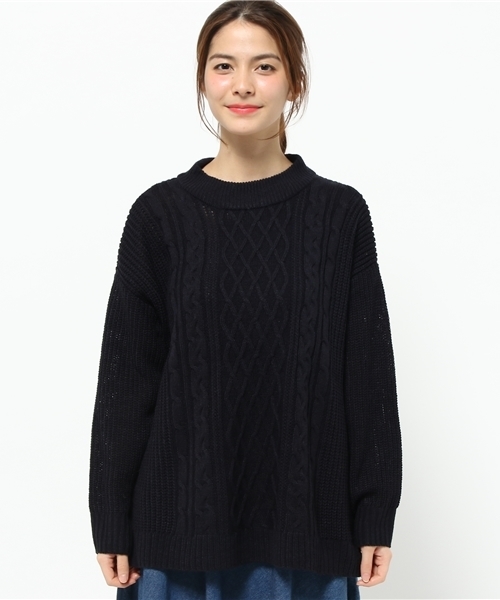 earth music&ecology(アースミュージックアンドエコロジー)の「ケーブルニットプルオーバー(ニット/セーター・レディース・LT.Gray/ブラウン/カーキ/ネイビー・FREE)」の5枚目の写真