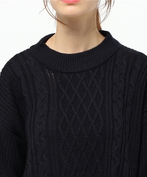 earth music&ecology(アースミュージックアンドエコロジー)の「ケーブルニットプルオーバー(ニット/セーター・レディース・LT.Gray/ブラウン/カーキ/ネイビー・FREE)」の8枚目の写真