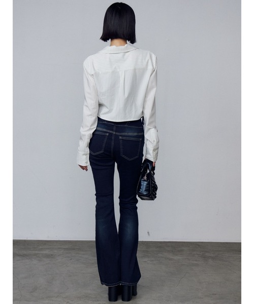 EMODA（エモダ）の「レースアップショートシャツ（シャツ/ブラウス・レディース・グレー/ネイビー/ホワイト・FREE）」の9枚目の写真