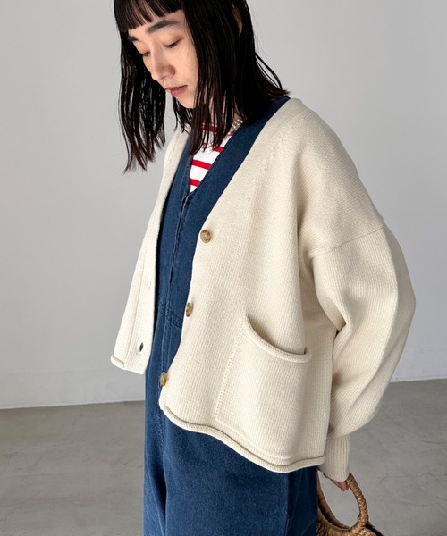 Doux archives（ドゥアルシーヴ）の「コットンオーバーカーデ（カーディガン/ボレロ・レディース・アイボリー/チャコールグレー/ラベンダー・FREE）」の2枚目の写真