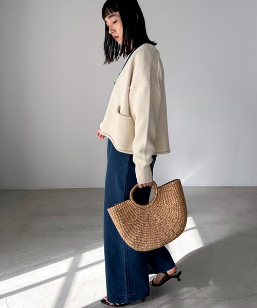 Doux archives（ドゥアルシーヴ）の「コットンオーバーカーデ（カーディガン/ボレロ・レディース・アイボリー/チャコールグレー/ラベンダー・FREE）」の18枚目の写真