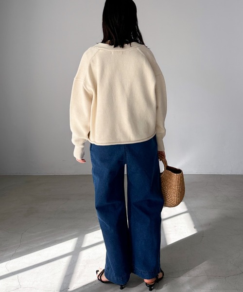 Doux archives（ドゥアルシーヴ）の「コットンオーバーカーデ（カーディガン/ボレロ・レディース・アイボリー/チャコールグレー/ラベンダー・FREE）」の13枚目の写真