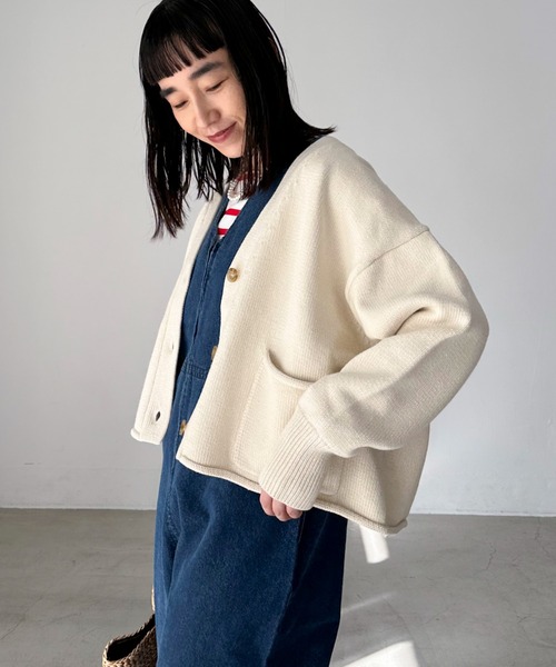 Doux archives（ドゥアルシーヴ）の「コットンオーバーカーデ（カーディガン/ボレロ・レディース・アイボリー/チャコールグレー/ラベンダー・FREE）」の12枚目の写真