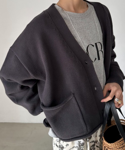 Doux archives（ドゥアルシーヴ）の「コットンオーバーカーデ（カーディガン/ボレロ・レディース・アイボリー/チャコールグレー/ラベンダー・FREE）」の22枚目の写真