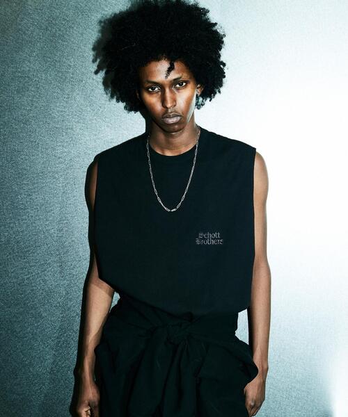 Schott(ショット)の「Schott/ショット/B.S. SLEEVELESS T-SHIRT/ブラックシープ スリーブレス Tシャツ(Tシャツ/カットソー・メンズ・チャコールグレー/ホワイト・XL/L/M)」の14枚目の写真
