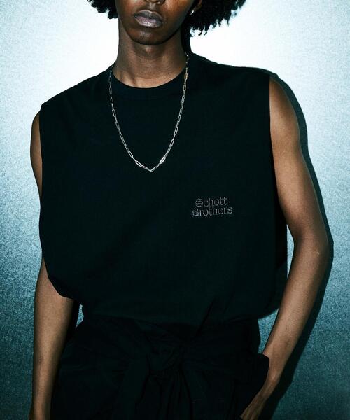 Schott(ショット)の「Schott/ショット/B.S. SLEEVELESS T-SHIRT/ブラックシープ スリーブレス Tシャツ(Tシャツ/カットソー・メンズ・チャコールグレー/ホワイト・XL/L/M)」の15枚目の写真