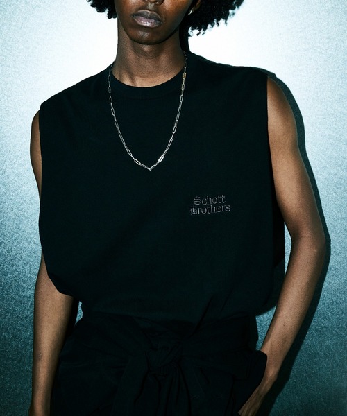 Schott(ショット)の「Schott/ショット/B.S. SLEEVELESS T-SHIRT/ブラックシープ スリーブレス Tシャツ(Tシャツ/カットソー・メンズ・チャコールグレー/ホワイト・XL/L/M)」の4枚目の写真