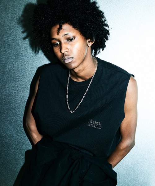 Schott(ショット)の「Schott/ショット/B.S. SLEEVELESS T-SHIRT/ブラックシープ スリーブレス Tシャツ(Tシャツ/カットソー・メンズ・チャコールグレー/ホワイト・XL/L/M)」の3枚目の写真