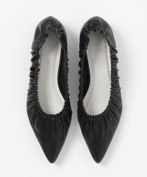 SENSE OF PLACE by URBAN RESEARCH（センスオブプレイスバイアーバンリサーチ）の「ギャザーフラットシューズ（バレエシューズ・レディース・シルバー/アイボリー/ブラック・SMALL/LARGE/MEDIUM）」の5枚目の写真