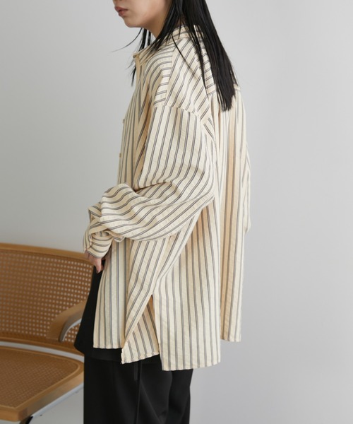 セール】オーバーサイズベーシックサッカーストライプシャツ（シャツ