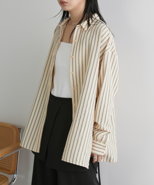 セール】オーバーサイズベーシックサッカーストライプシャツ（シャツ