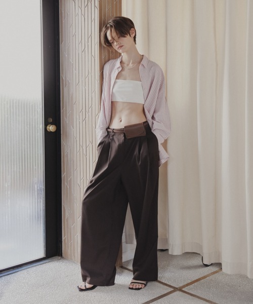 Aunt Marie's（アントマリーズ）の「オーバーサイズベーシックサッカーストライプシャツ【人気アイテム/新色追加！】（シャツ/ブラウス・レディース・ブルー/イエロー・FREE）」の3枚目の写真