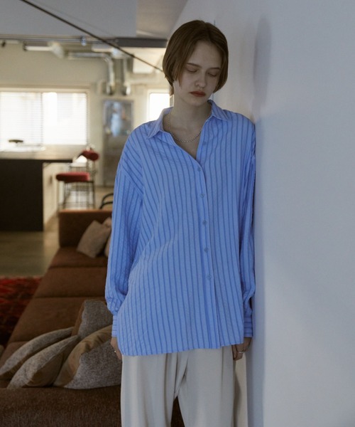 ATTACHMENT オーバーサイズストライプシャツ MB着》 （Shirts/オーバー 