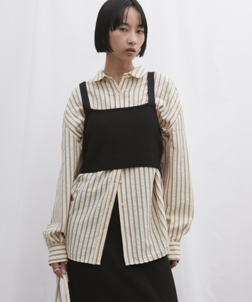 セール】オーバーサイズベーシックサッカーストライプシャツ（シャツ